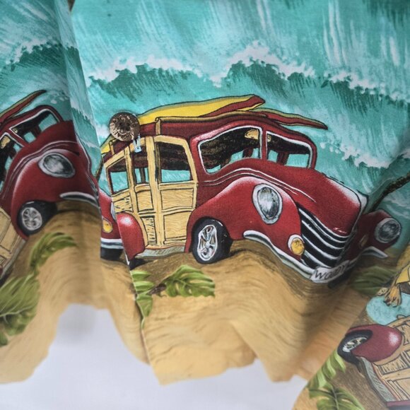 Vintage RJC Hawaiian Aloha Shirt Woody Cars Palms 100% Cotton Button Down 2xl - Picture 7 of 16